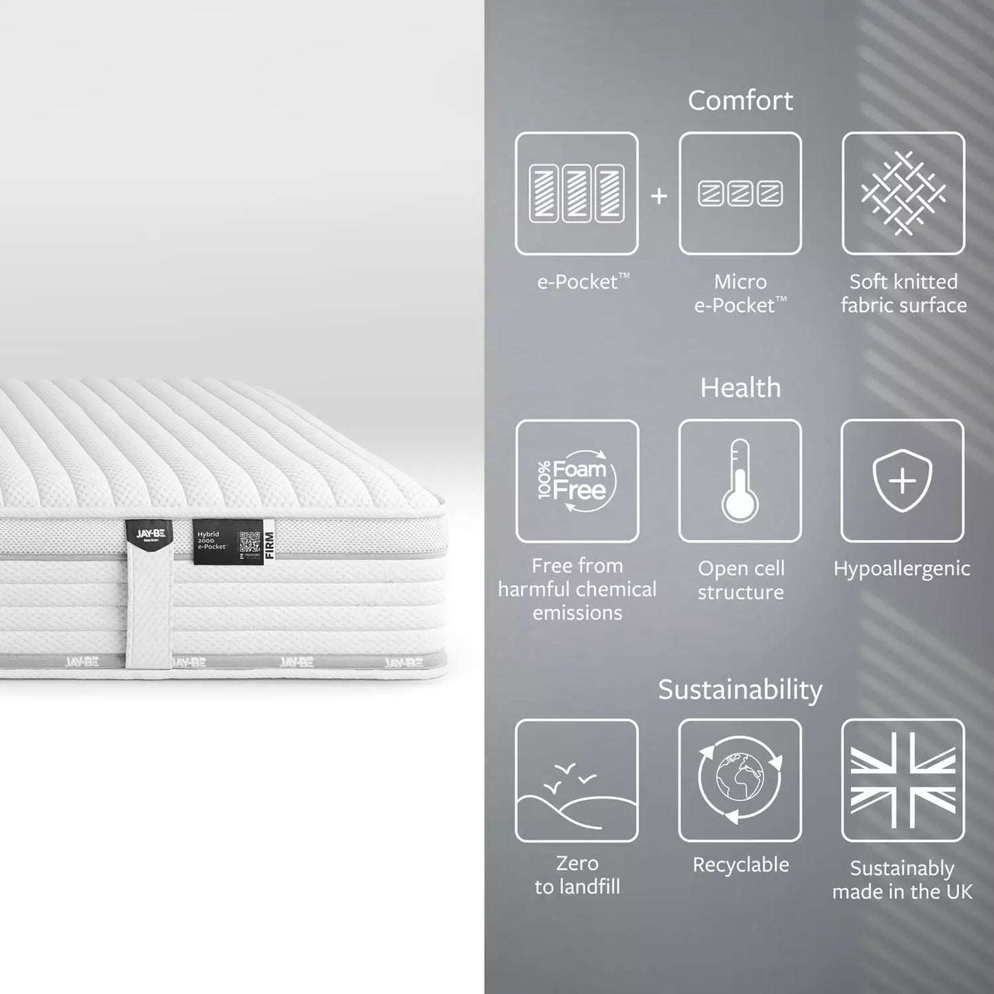 Jay-Be Truecore Firm Hybrid 2000 Pocket Mattress